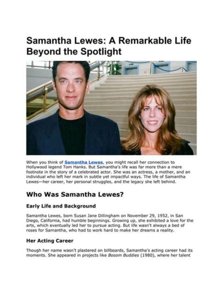 The Tragic Truth: Samantha Lewes' Mysterious Passing